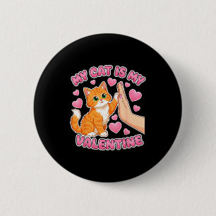 Kat is valentijnsdag schattige kat hart valentijns ronde button 5,7 cm