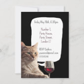 Kat kaas en wijnfeest grappige uitnodiging feest (Achterkant)