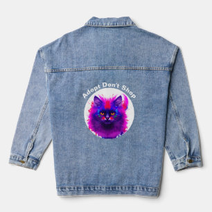 Kat Kaleidoscoop: Levendig Kattenportret Denim Jacket