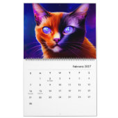 Kat kalender 2023 - Abstracte kosmische katten art (Feb 2027)