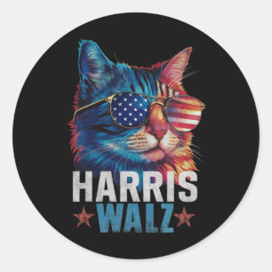 kat Kamala Harris Tim Wheimer Vlag Zon Ronde Sticker