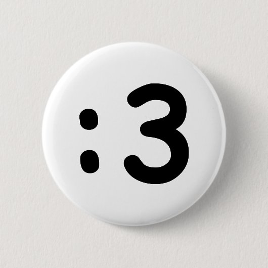 Kat kant Emoticon:3 Ronde Button 5,7 Cm (Voorkant)