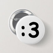 Kat kant Emoticon:3 Ronde Button 5,7 Cm (Voorkant /achterkant)