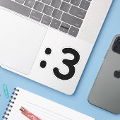 Kat kant Emoticon:3 Sticker (Laptop met iPhone)