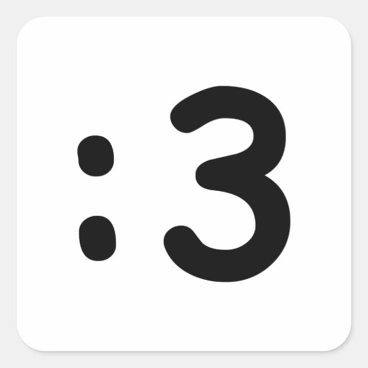 Kat kant Emoticon:3 Vierkante Sticker (Voorkant)