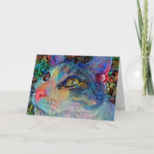 Kat kant geverfd 1 Art Note Kaart (Voorkant)