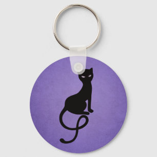 Kat-kat-kat-kat-silhouet in Paars Sleutelhanger