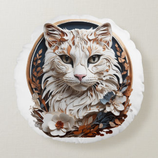 Kat, kat met bloem rond kussen