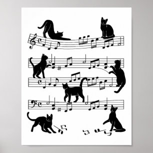 Kat Kat Muziek afspelen Schoonmaken Piano Musician Poster