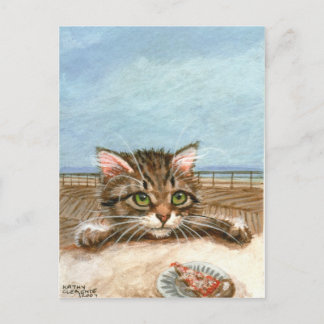 Kat Kat Pizza Beach Briefkaart
