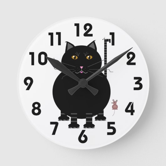 Kat Kat Wall Clock Ronde Klok (Voorkant)