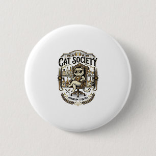 Kat Katten Alcohol Bar Humor Vintage Vector A Ronde Button 5,7 Cm