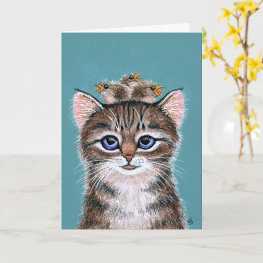 Kat-kattenkattenpootje Kaart (Gele Bloem)