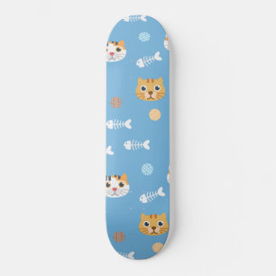 Kat-kattenpatroon katten en vis skateboard