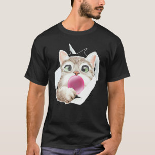Kat Kauwgom Schattige Katachtige T-shirt
