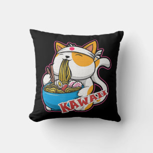  kat kawaii die ramen eet retro Japane Kussen