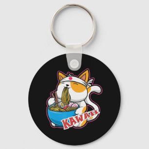  kat kawaii die ramen eet retro Japane Sleutelhanger