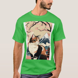 Kat Kersenbloesem Mount Fuji in een Japans T-shirt