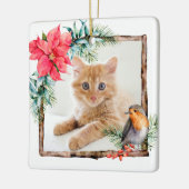 Kat Kerst Foto Keramisch Ornament (Links)