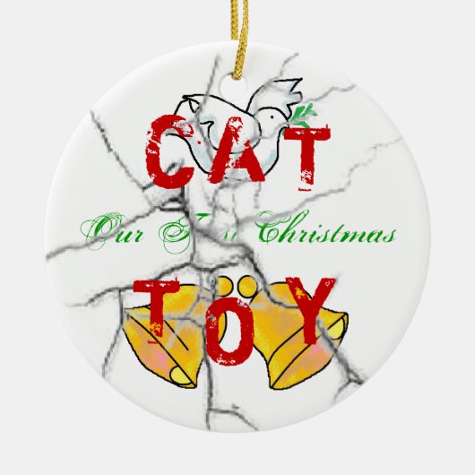 Kat kerst keramisch ornament (Voorkant)