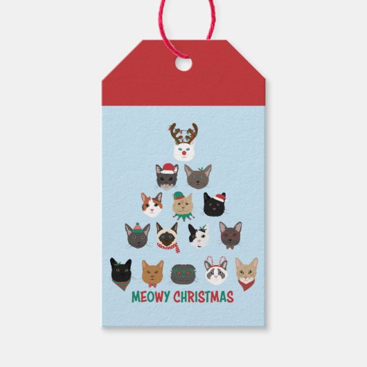 Kat kerstboom cadeaulabel (Voorkant)