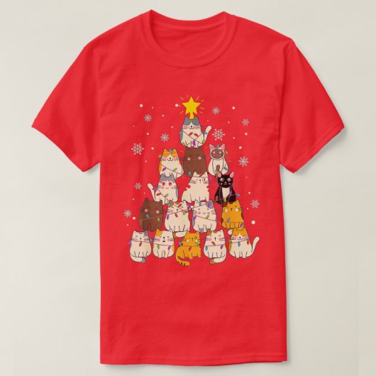 Kat kerstboom Funny Kerstmis Merry Catmas Bo T-shirt (Design voorkant)