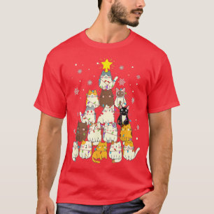 Kat kerstboom Funny Kerstmis Merry Catmas Bo T-shirt
