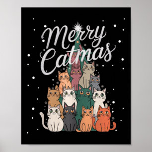 Kat Kerstboom Katten Kerstboom Trouwen Kerstmis Poster