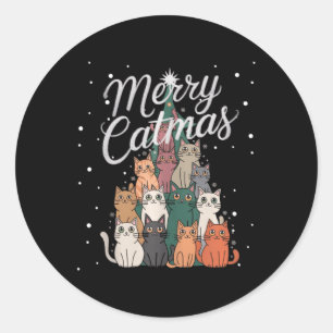 Kat Kerstboom Katten Kerstboom Trouwen Kerstmis Ronde Sticker