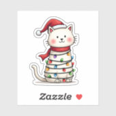 Kat Kerstboom Kerstmis (6) Sticker (Vel)