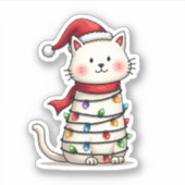 Kat Kerstboom Kerstmis (6) Sticker (Voorkant)