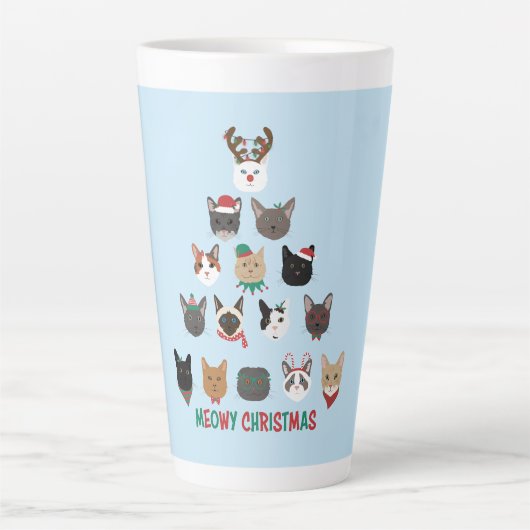 Kat kerstboom latte mok (Voorkant)