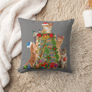 Kat kerstboom, lelijke kerstkat mam kat papa kussen