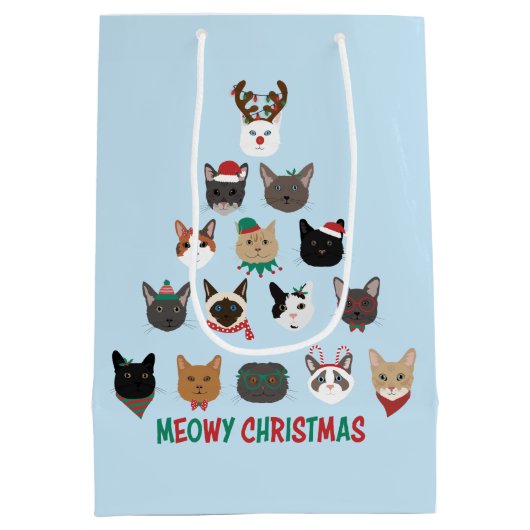 Kat kerstboom medium cadeauzakje (Achterkant)