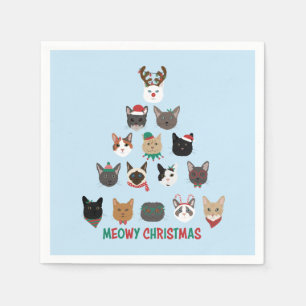 Kat kerstboom servet