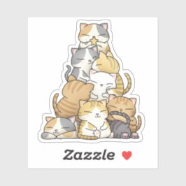 Kat kerstboom sticker