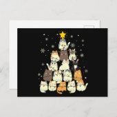 Kat kerstboomgeschenk, katten overkleuring briefkaart (Voorkant / Achterkant)