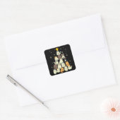 Kat kerstboomgeschenk, katten overkleuring vierkante sticker (Envelop)