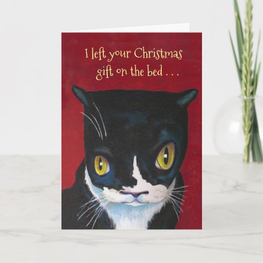 Kat kerstcadeaukaartje voor feestdagen (Voorkant)