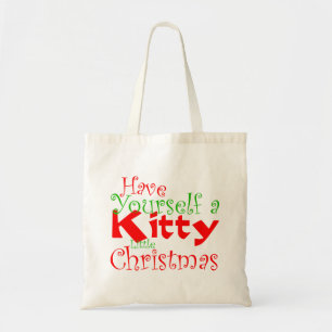Kat kerstfeestdag Canvas tas