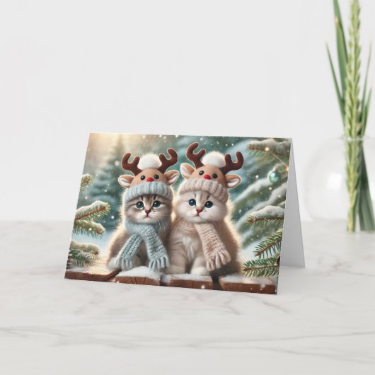 Kat kerstkaart feestdagen kaart (Voorkant)