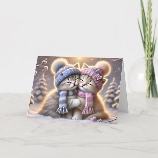 Kat kerstkaart feestdagen kaart (Voorkant)