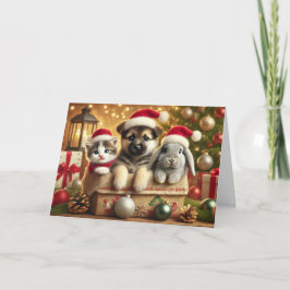 Kat Kerstkaart, Hond Kerstkaart, Bunny Feestdagen Kaart