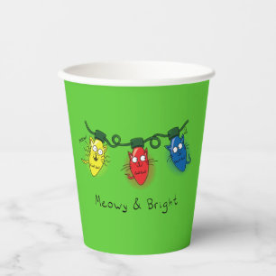 Kat-kerstlampjes Funny Meowy en Bright Papieren Bekers