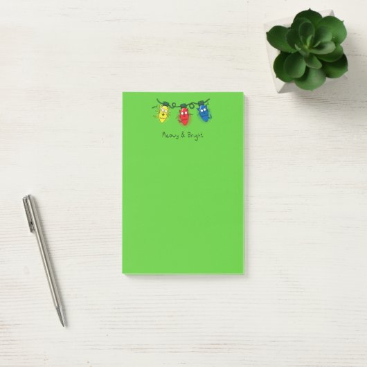 Kat-kerstlampjes Funny Meowy en Bright Post-it® Notes (Kantoor)