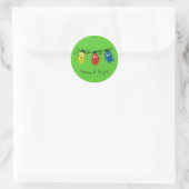 Kat-kerstlampjes Funny Meowy en Bright Ronde Sticker (Tas)