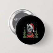 Kat Kerstlicht Rendier Kerstman Ronde Button 5,7 Cm (Voorkant /achterkant)