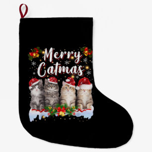 Kat Kerstman Hoed Grappige Vrolijke Kerstmis Grote Kerstsok