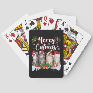 Kat Kerstman Hoed Grappige Vrolijke Kerstmis Pokerkaarten