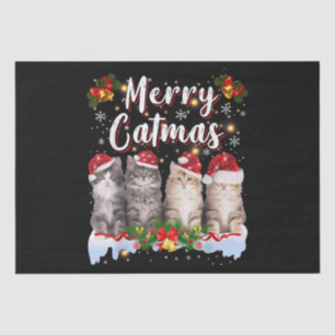 Kat Kerstman Hoed Grappige Vrolijke Kerstmis Tissuepapier